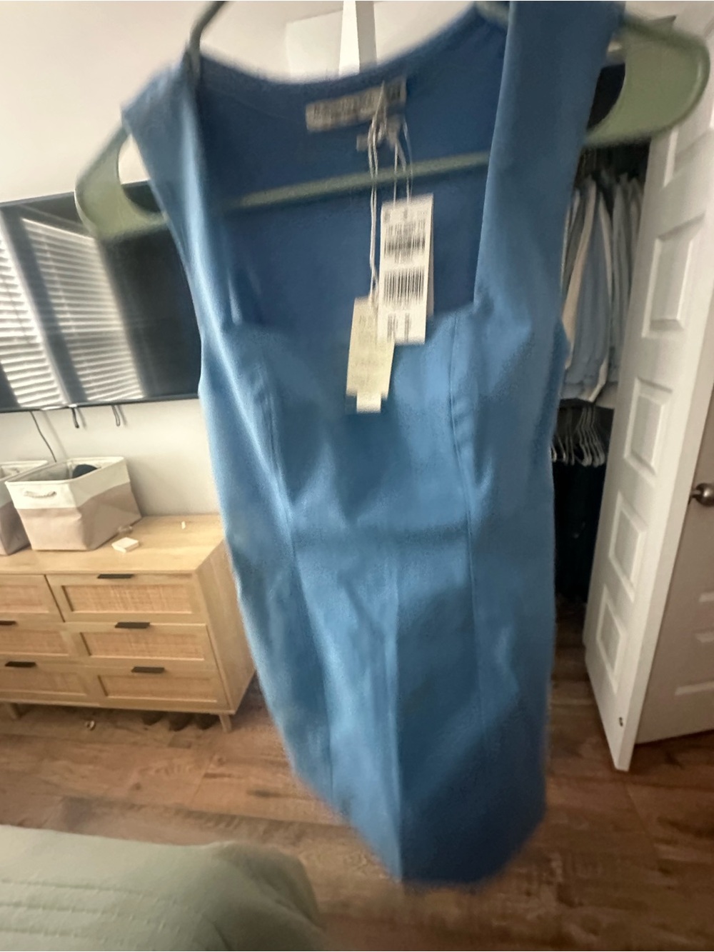Abercrombie & Fitch Light Blue Square Neck Sheath Dress - Picture 4 of 7
